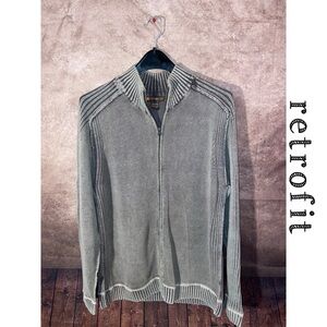 Retrofit Grey zip up cardigan-men’s size L-Vintage washed out look-EUC